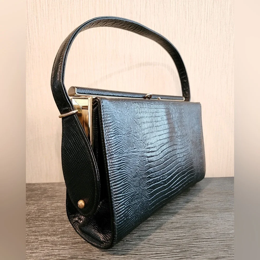 Vintage & Rare Original by Caprice Genuine Embossed Leather Satchel Lux Handbag - Picture 2 of 13
